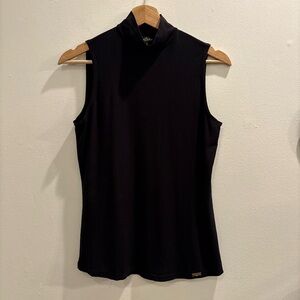 Sleeveless Mock Neck Tank Top - Black
